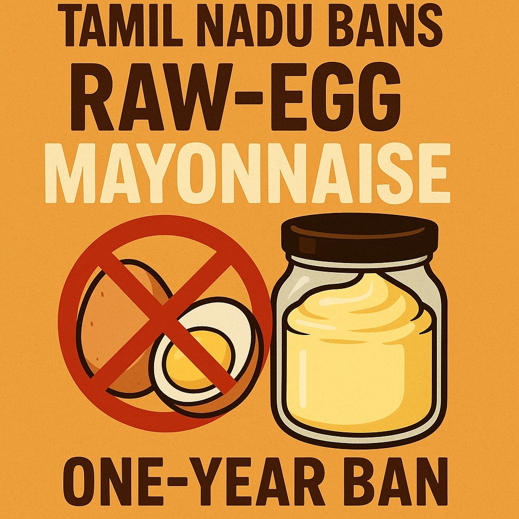 Tamil Nadu bans raw-egg mayonnaise for one year.