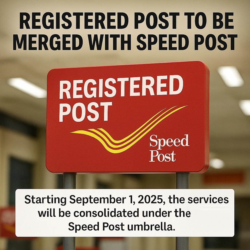 Registered Post to be merged with Speed Post from September 1, 2025 – Department of Posts announcement.