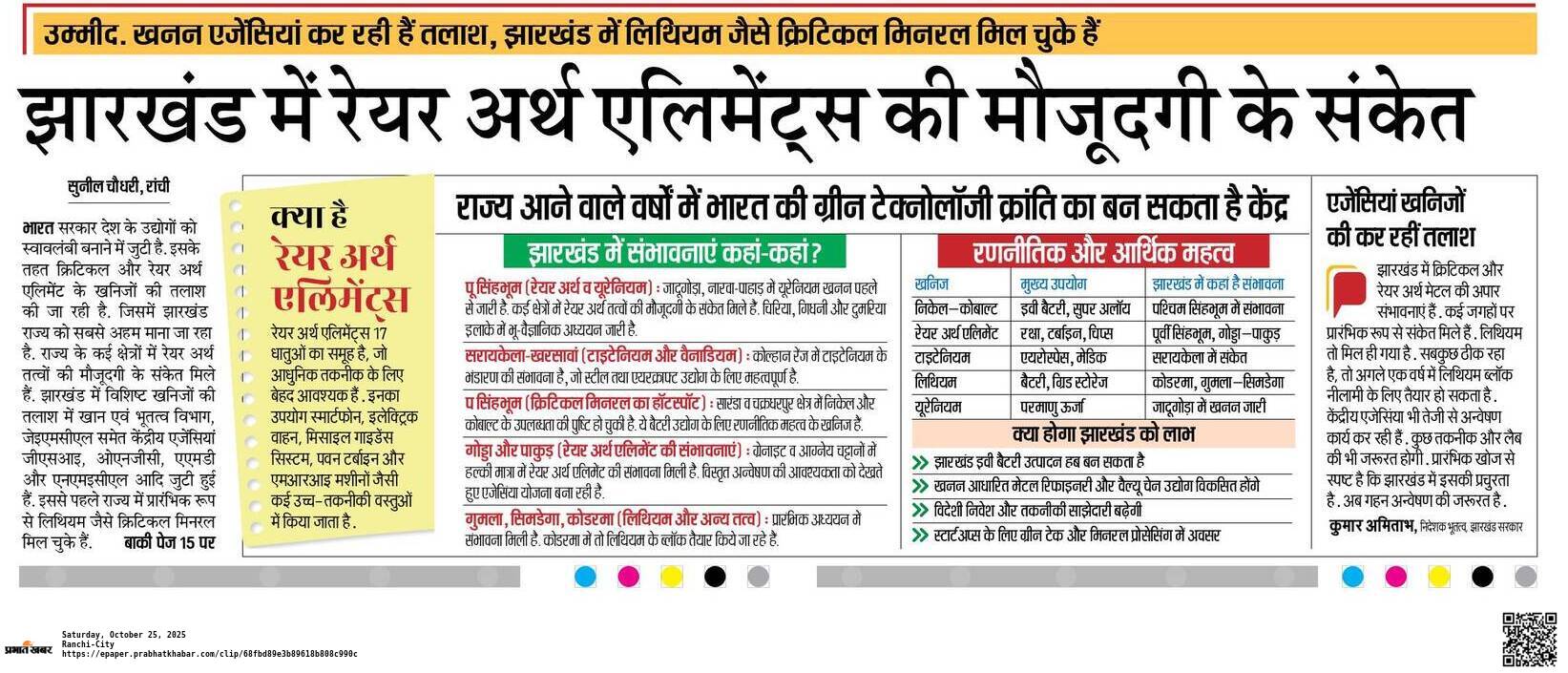 Jharkhand rare earth elements mining regions