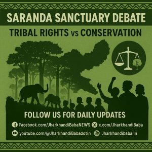 Tribal voices in Chhota Nagra challenge Saranda wildlife sanctuary plan, highlighting land rights and mining livelihood concerns in Jharkhand.”