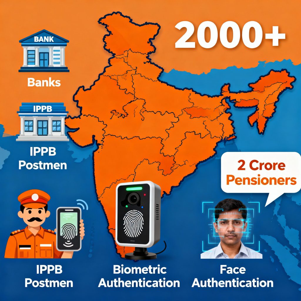Digital Life Certificate Campaign 2025 infographic map of India