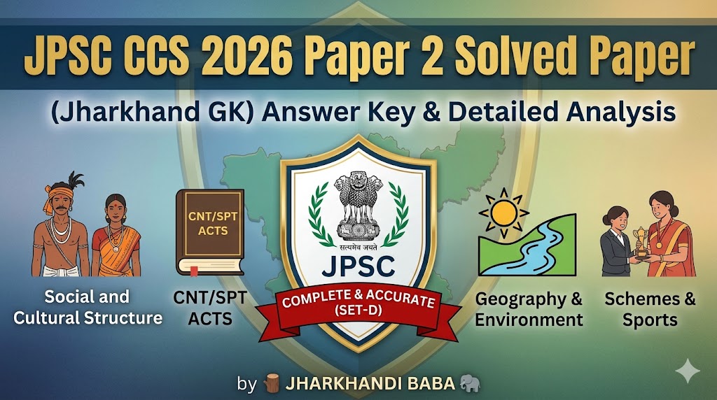 JPSC CCS 2026 Paper 2 Jharkhand GK Solved Question Paper with Answer Key