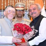 Justice Amitabh Gupta taking the oath of office as Lokayukta of Jharkhand from Governor Santosh Gangwar at Lok Bhavan, Ranchi.