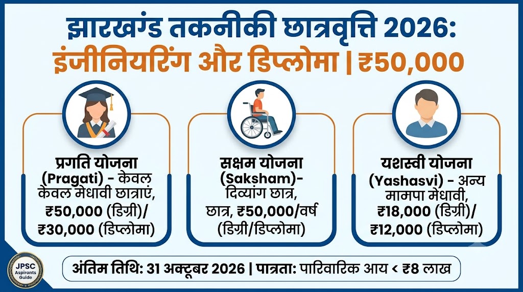 Jharkhand Technical Scholarship 2026 Pragati Saksham and Yashasvi scheme details