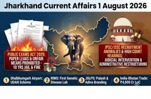 Jharkhand Current Affairs 1 August 2026 daily exam study notes and JPSC JSSC updates