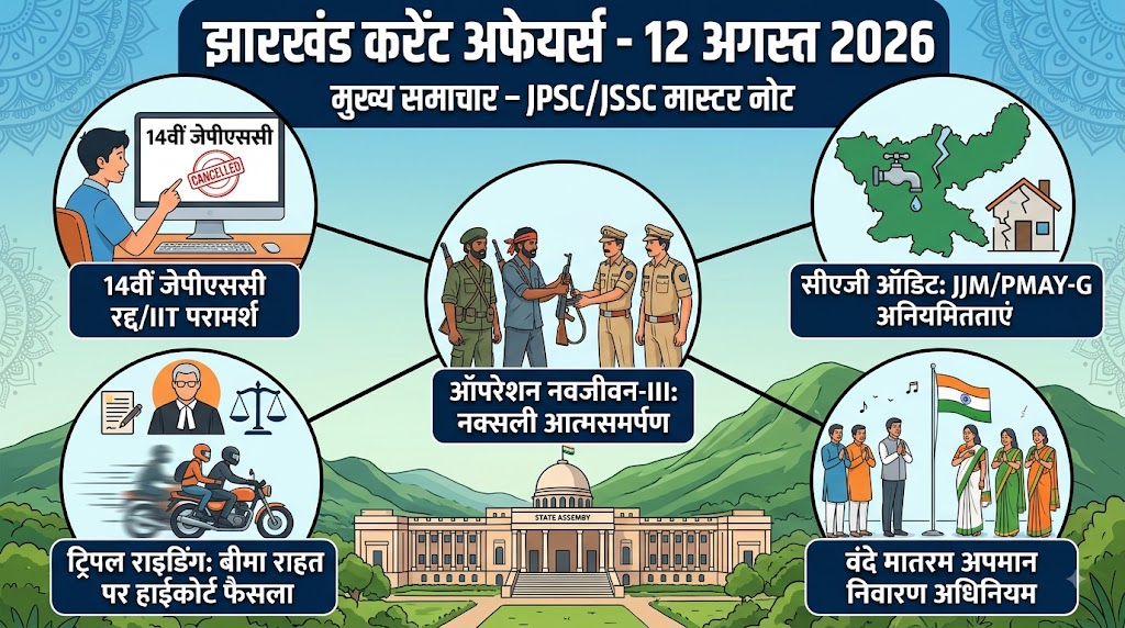 Jharkhand Current Affairs 12 August 2026 JPSC JSSC Master Note