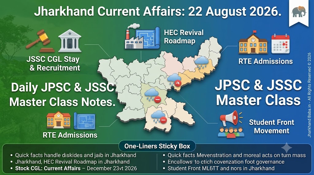 Jharkhand Current Affairs 22 August 2026