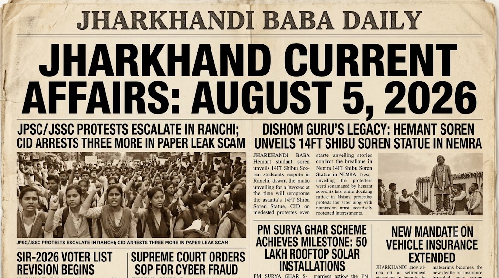 Jharkhand Current Affairs 5 August 2026
