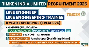 Timken India Recruitment 2026 Line Engineer and Line Engineering Trainee vacancy on JharNiyojan portal