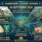 Jharkhand Current Affairs 30 September 2026 infographic highlighting Ranchi Master Plan 2037 and 1932 Khatiyan updates