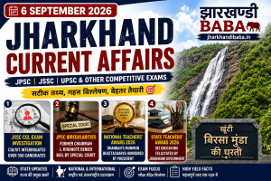 Jharkhand Current Affairs 6 September 2026 infographic highlighting JPSC, JSSC updates, and National Teachers Award